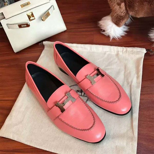 Hermes Women Shoes Paris Loafer-Pink (4)