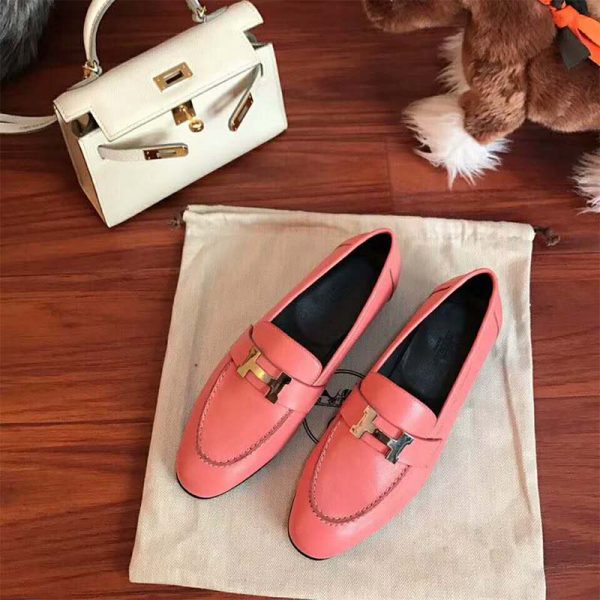 Hermes Women Shoes Paris Loafer-Pink (6)