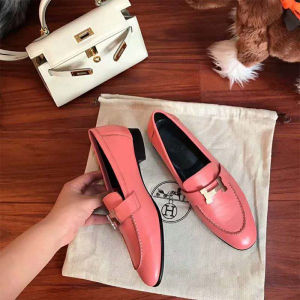 Hermes Women Shoes Paris Loafer-Pink (7)