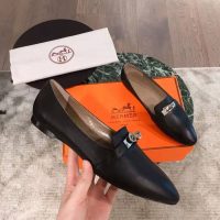 Hermes Women Shoes Pegase Ballerina in Calfskin-Black