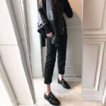 Hermes Women Stanford Derby Shoe Tuscan Calfskin Double Buckle-Black - Image 6