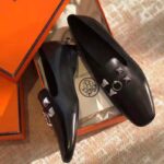 Hermes Women Subtil Ballerina in Goatskin with Square Toe-Black – Image 5