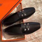 Hermes Women Subtil Ballerina in Goatskin with Square Toe-Black – Image 4