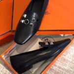 Hermes Women Subtil Ballerina in Goatskin with Square Toe-Black – Image 8