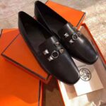 Hermes Women Subtil Ballerina in Goatskin with Square Toe-Black – Image 2