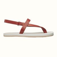 Hermes Women Tahiti Sandal Two-Tone Rubber Calfskin Straps-Red