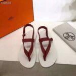 Hermes Women Tahiti Sandal Two-Tone Rubber Calfskin Straps-Red - Image 4