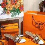 Hermes Women Tandem Sandal in Nappa Leather 5.1cm Heel-Brown - Image 8