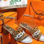 Hermes Women Tandem Sandal in Nappa Leather 5.1cm Heel-Brown - Image 2