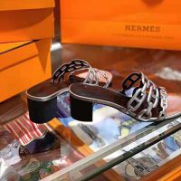 Hermes Women Tandem Sandal in Nappa Leather 5.1cm Heel-Silver