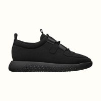 Hermes Women Team Sneaker Double-Sided Technical Mesh Elasticated Laces-Black