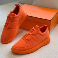 Hermes Women Team Sneaker Double-Sided Technical Mesh Elasticated Laces-Orange