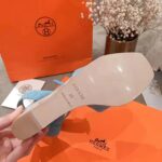 Hermes Women Tendresse Sandal Suede Goatskin Hollow Wooden Wedge 7.1cm-Aqua - Imagen 7