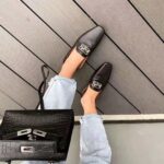 Hermes Women Time Loafer Goatskin with Detailed Openwork Hardware-Black - immagine 7