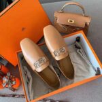Hermes Women Time Loafer Goatskin with Detailed Openwork Hardware-Brown - Bild 5