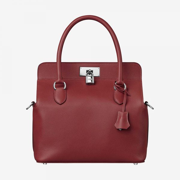 Hermes Women Toolbox 26 Bag in Calfskin Leather-Maroon