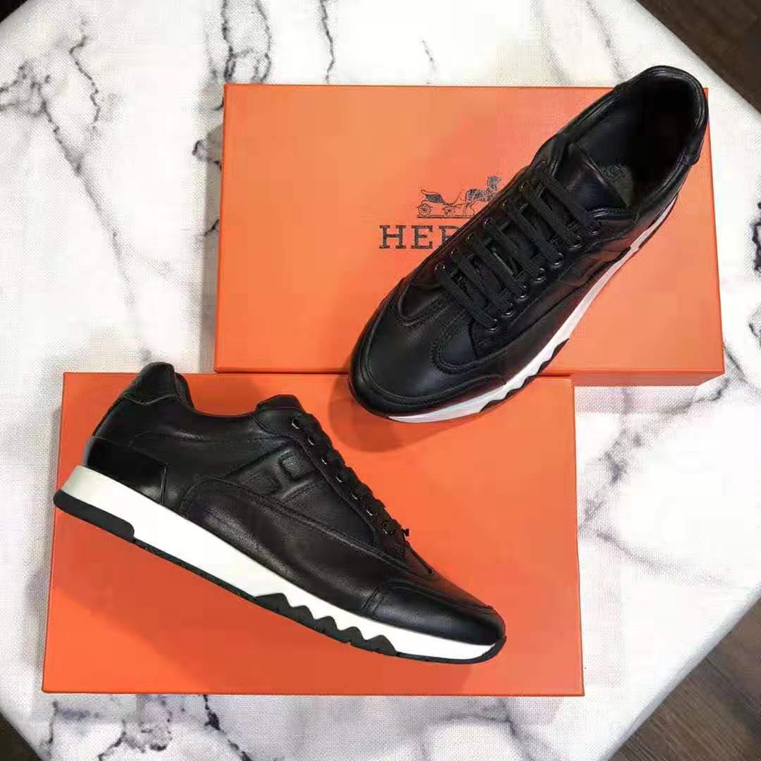 Hermes Women Trail Sneaker in Calfskin-Black - LULUX