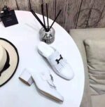 Hermes Women Tuileries Mule Goatskin Tone-On-Tone Fringe Detail-White - Image 2