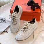 Hermes Women Turn Sneaker in Calfskin Saddle Stitch Detail-White - Image 4