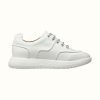 Hermes Women Turn Sneaker in Calfskin Saddle Stitch Detail-White