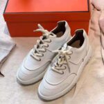 Hermes Women Turn Sneaker in Calfskin Saddle Stitch Detail-White - Image 8