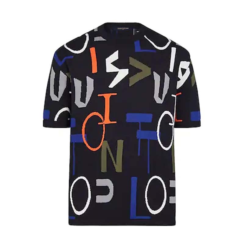 Louis Vuitton LV Men LV Electric Intarsia T-Shirt-Blue - LULUX