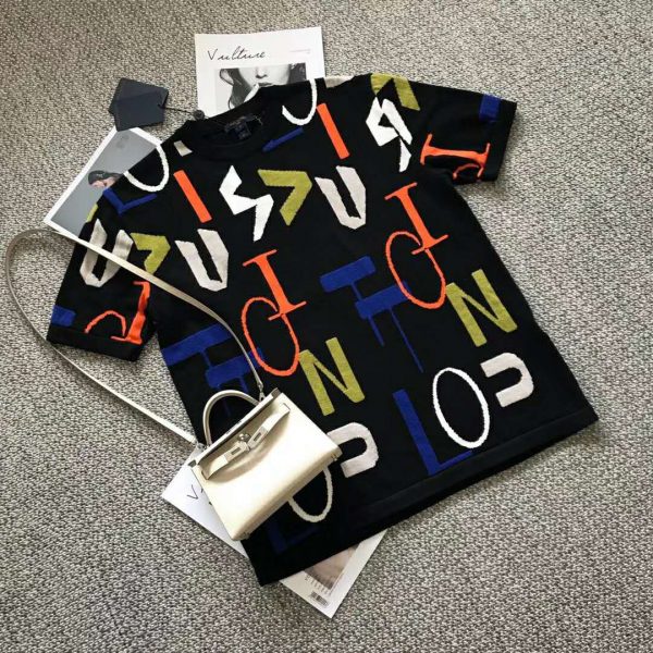 Louis Vuitton LV Men LV Electric Intarsia T-Shirt-Blue (7)