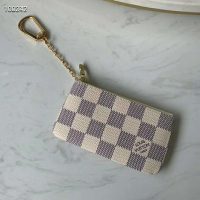 Louis Vuitton LV Unisex Key Pouch Damier Azur Canvas-Grey