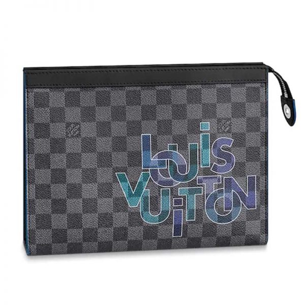 Louis Vuitton LV Unisex Pochette Voyage MM Damier Graphite Canvas-Blue