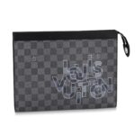 Louis Vuitton LV Unisex Pochette Voyage MM Damier Graphite Canvas-Grey
