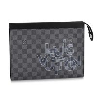 Louis Vuitton LV Unisex Pochette Voyage MM Damier Graphite Canvas-Blue