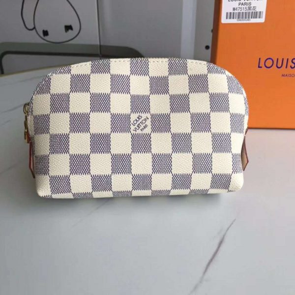 Louis Vuitton LV Women Cosmetic Pouch Damier Azur Canvas-Grey (1)