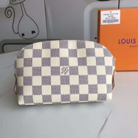 Louis Vuitton LV Women Cosmetic Pouch Damier Azur Canvas-Grey