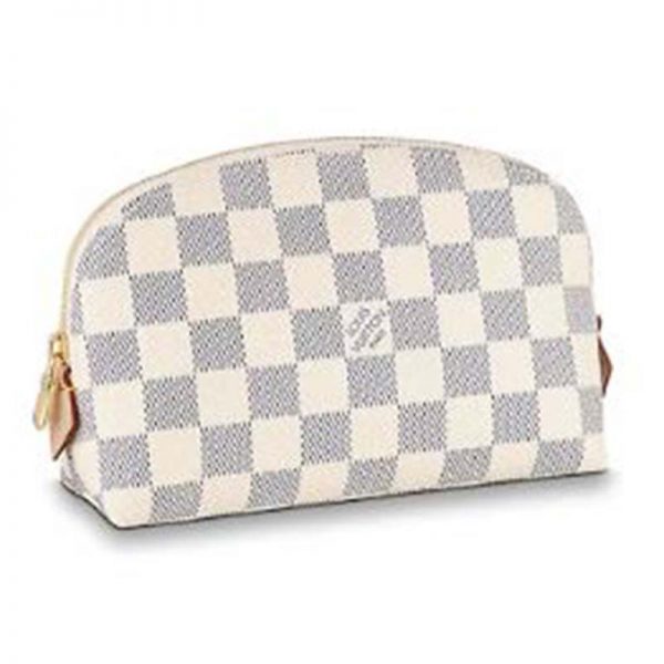 Louis Vuitton LV Women Cosmetic Pouch Damier Azur Canvas-Grey