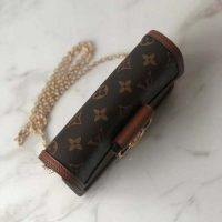 Louis Vuitton LV Women Dauphine Chain Wallet Monogram Canvas-Brown