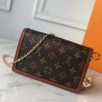 Louis Vuitton LV Women Dauphine Chain Wallet Monogram Canvas-Brown