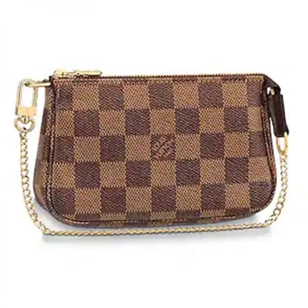 Louis Vuitton LV Women Mini Pochette Accessoires Damier Azur Canvas-Brown