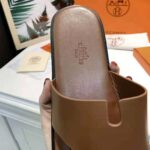 Hermes Unisex Izmir Sandal in Calfskin with Iconic "H"-Brown - Image 8