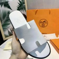 Hermes Men Izmir Sandal in Calfskin with Iconic “H”-White