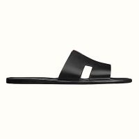 Hermes Unisex Izmir Sandal in Calfskin with Iconic "H"-Black