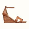 Hermes Women Legend Sandal in Calfskin with Iconic "H" Cut-Out and Thin Ankle Strap 7.5 cm Heel