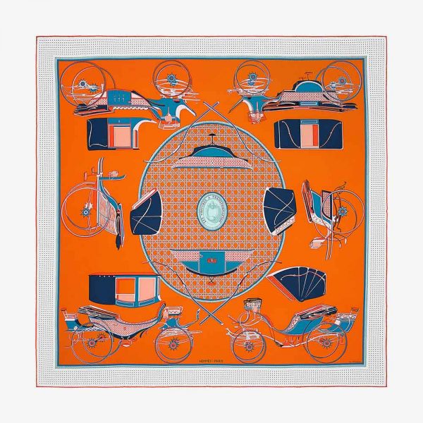 Hermes Women Les Voitures A Transformation Scarf 90 1