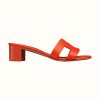 Hermes Women Oasis Sandal Calfskin Iconic "H" 5.6cm Heel-Red