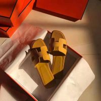 Hermes Women Oran Sandal Epsom Calfskin Iconic “H” Cut-Out-Yellow