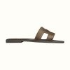 Hermes Women Oran Sandal Epsom Calfskin Iconic "H" Cut-Out-Brown