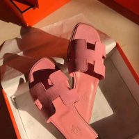 Hermes Women Oran Sandal Epsom Calfskin Iconic “H” Cut-Out-Pink