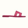 Hermes Women Oran Sandal Epsom Calfskin Iconic "H" Cut-Out-Pink