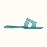 Hermes Women Oran Sandal Patent Calfskin Iconic “H”-Aqua