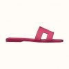 Hermes Women Oran Sandal Patent Calfskin Iconic "H"-Rose