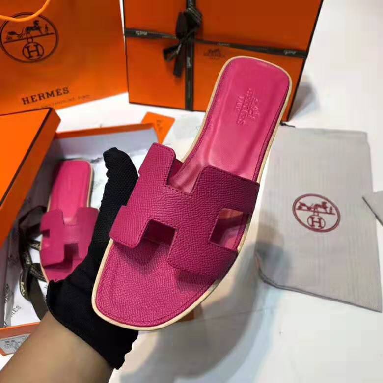 Hermes Women Oran Sandal Patent Calfskin Iconic "H"-Rose - LULUX